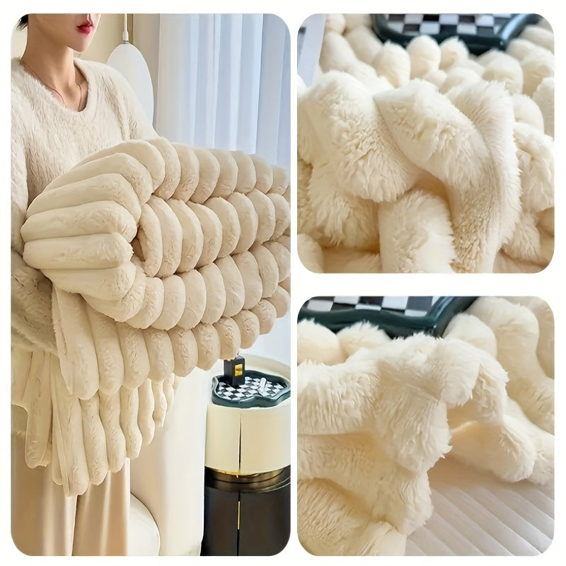 Double-Sided Fleece Blanket Soft Warm Throw Blanket for Dorms Offices Cars Sofa Travel