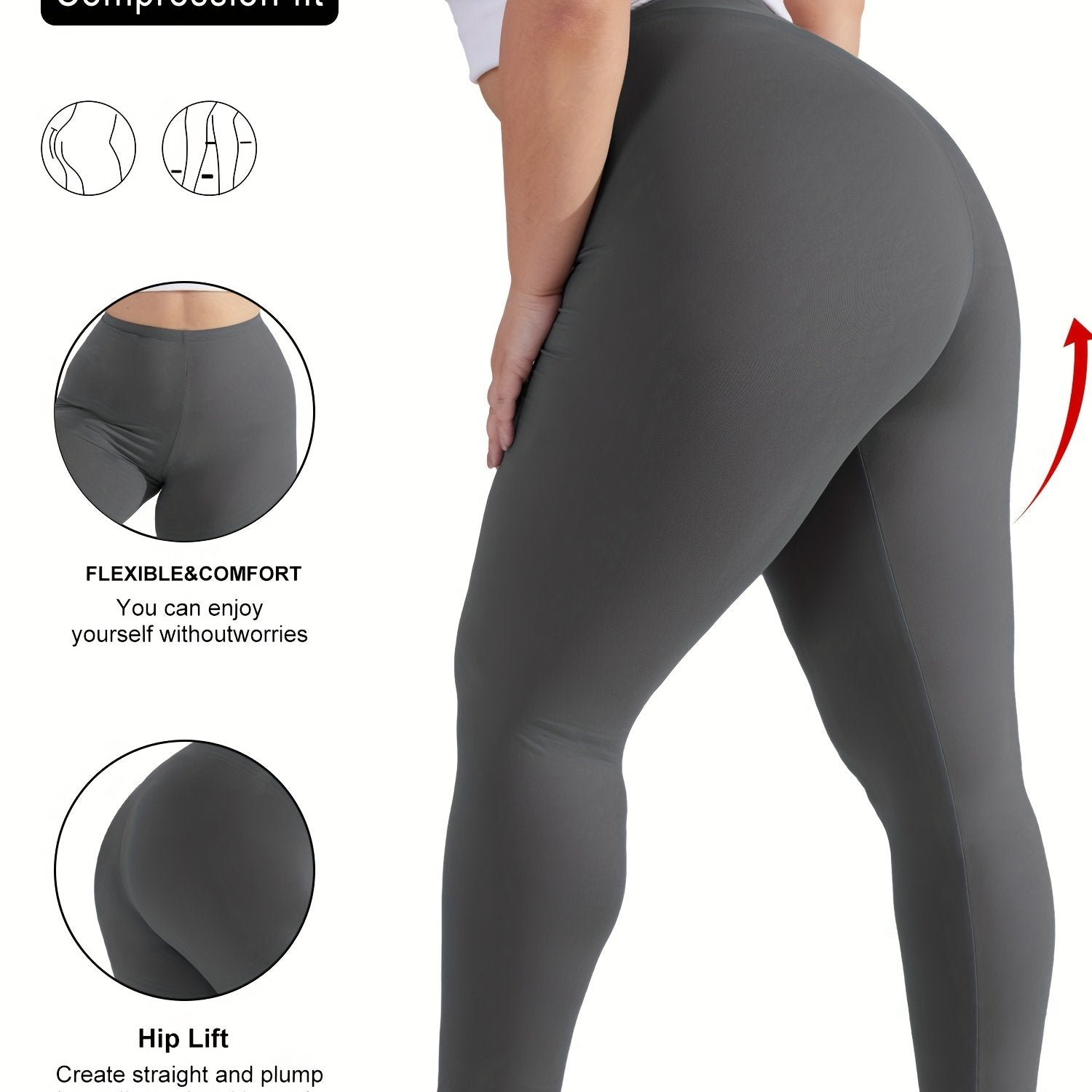 Plus Size Women's High Waist Stretch Yoga Leggings Tummy Control Tights