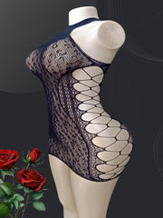 Women's Fishnet Mesh Bodycon Dress Plus Size Hollow Out Leopard Print