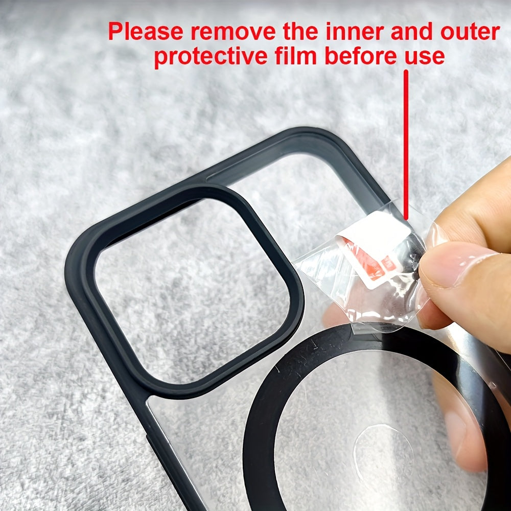 Acrylic Transparent Magnetic Phone Case for iPhone with Wireless Charging and Lens Protection