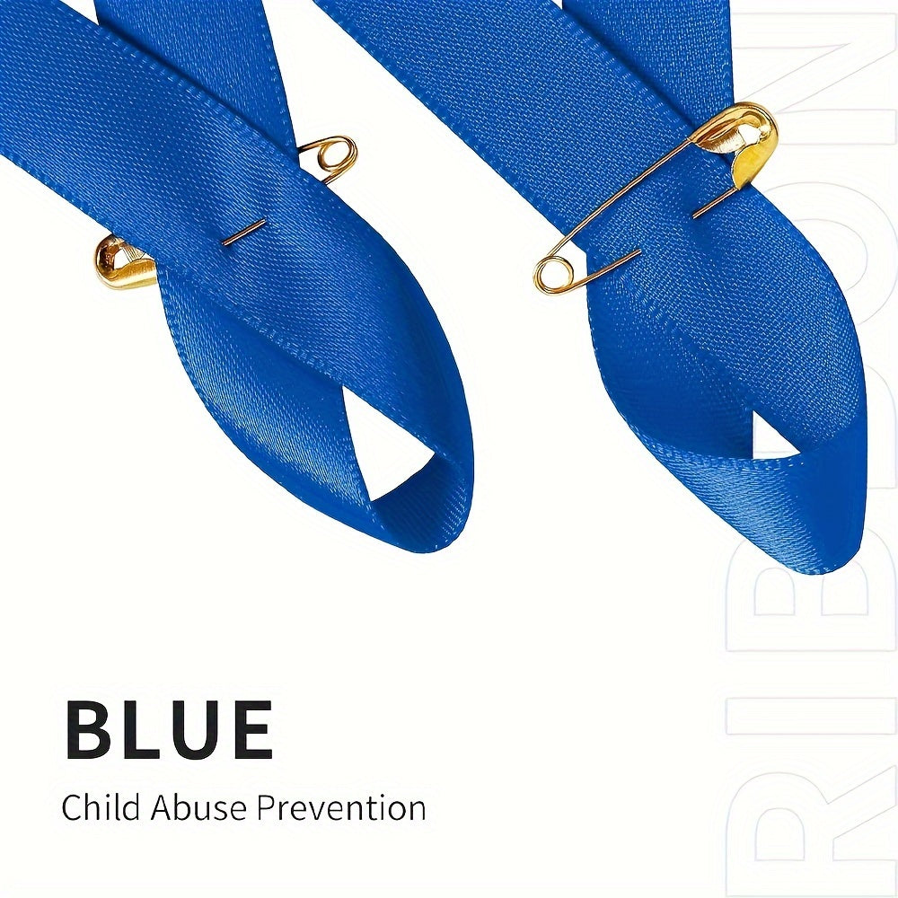 Blue Awareness Ribbon Pins Set of 100 Minimalist Style Sturdy Material for Charity Events