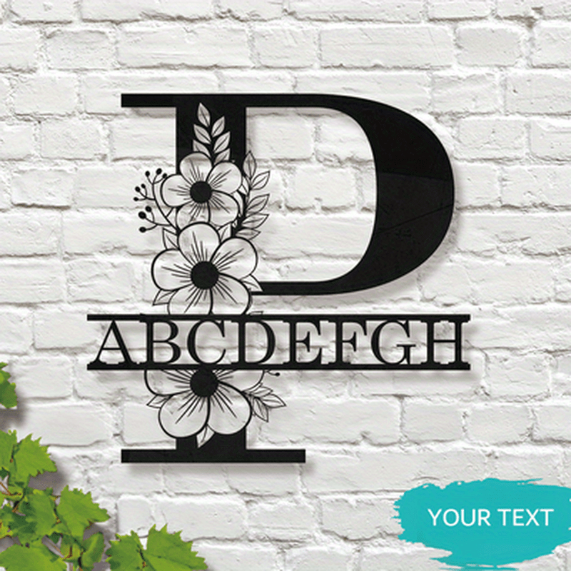 Personalized Floral Name Sign Wall Art for Home Decor and Weddings