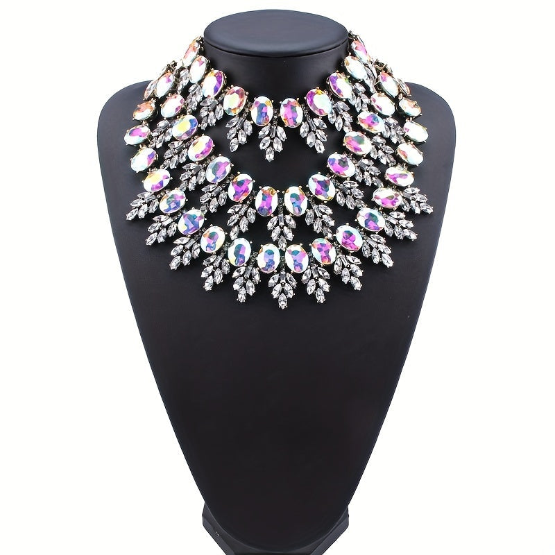 Stylish Rhinestone Body Chain Necklace for Women Alloy Green Clear Crystal