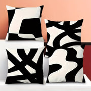 Geometric Abstract Art Pillowcase Black and White Double-Sided Decorative Pillow