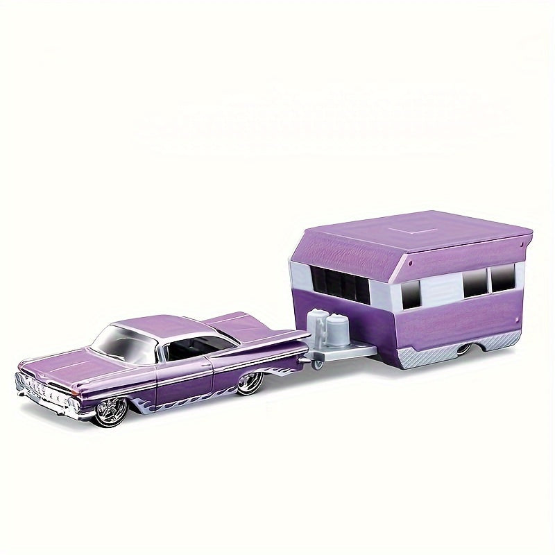Kids Alloy Die-Cast Trailer Car Model 1:64 Scale Pull-Back Toy in Multiple Colors