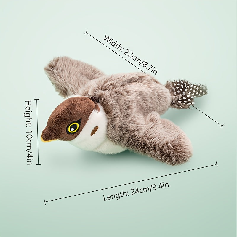 Electric Cat Toy with Flapping Bird and Real Bird Sounds Rechargeable Durable Polyester