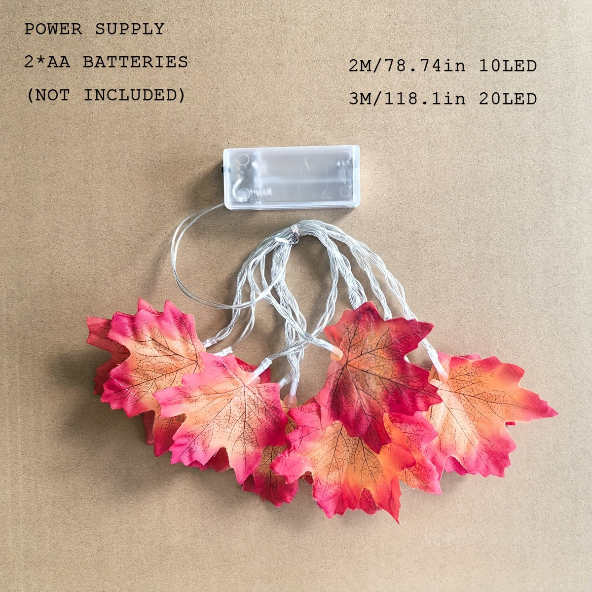 Luces de cadena LED de hoja de arce rústica de otoño para decoración de Acción de Gracias y Halloween