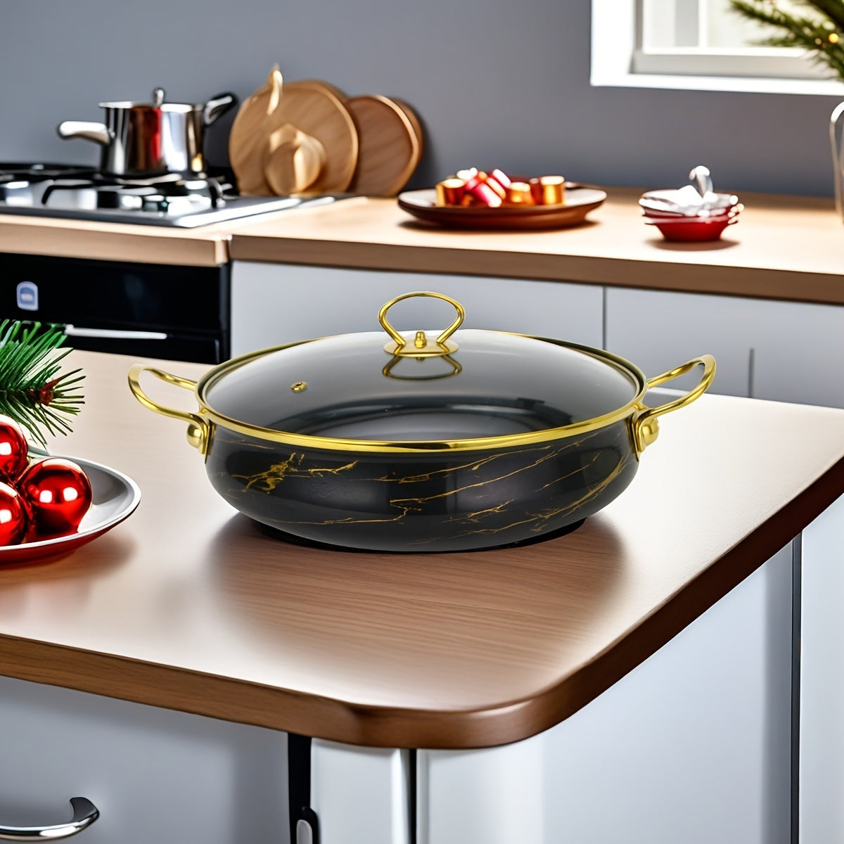 Katta hajmdagi emallangan qozon sho‘rva, sho‘rva, dengiz mahsulotlari va guruch pishirish uchun