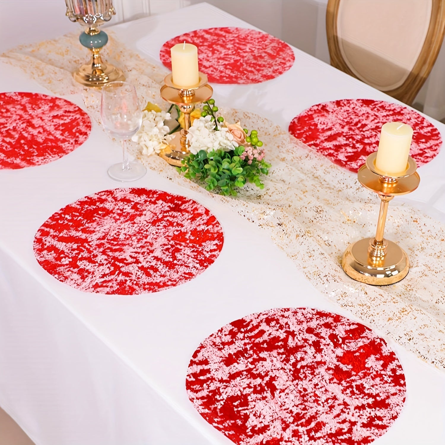12-Piece Gold Foil Mesh Disposable Placemats for Holidays Weddings and Parties