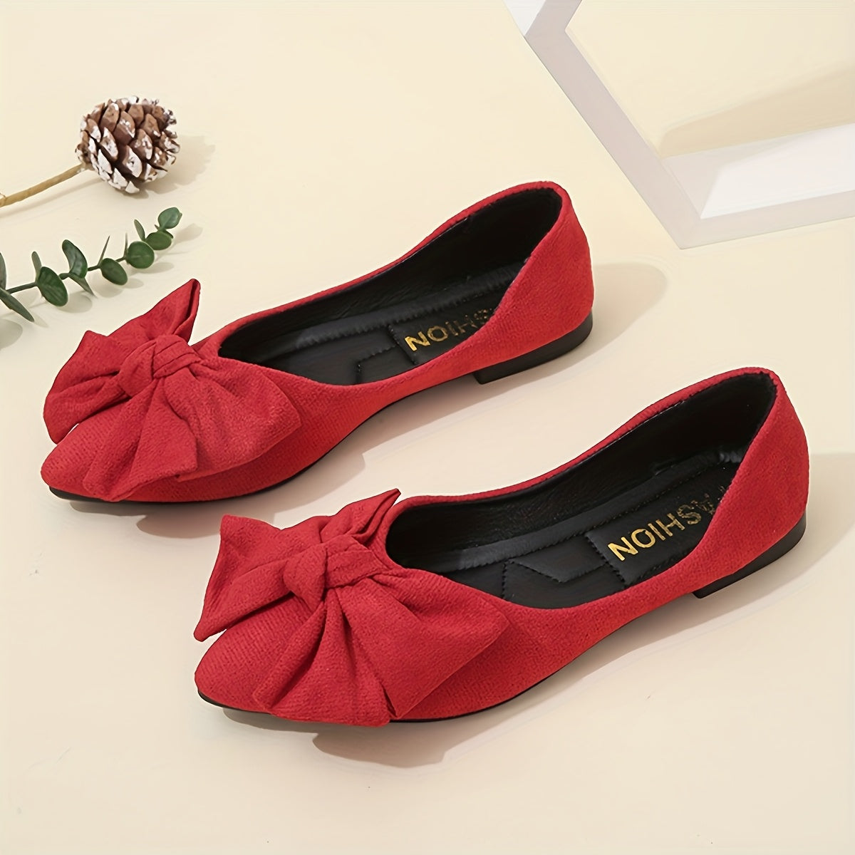 Women's Flat Shoes Casual Pointed Toe Slip-Ons Synthetic Faux Leather Rubber Sole