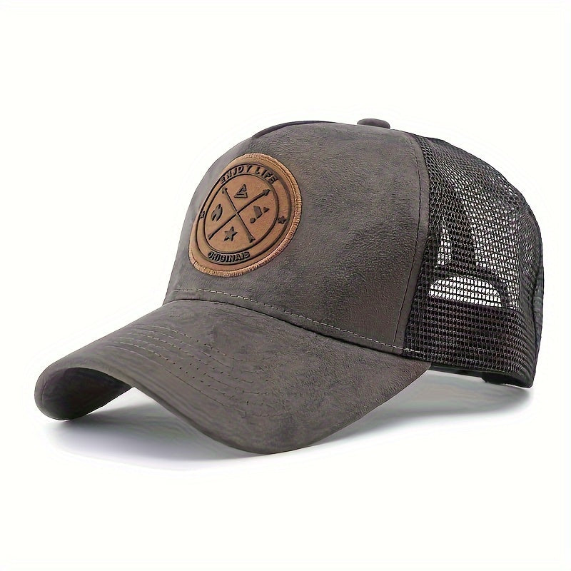 Men's Adjustable Baseball Cap Lightweight Polyester Two-Tone Mesh Logo Casual Street Style