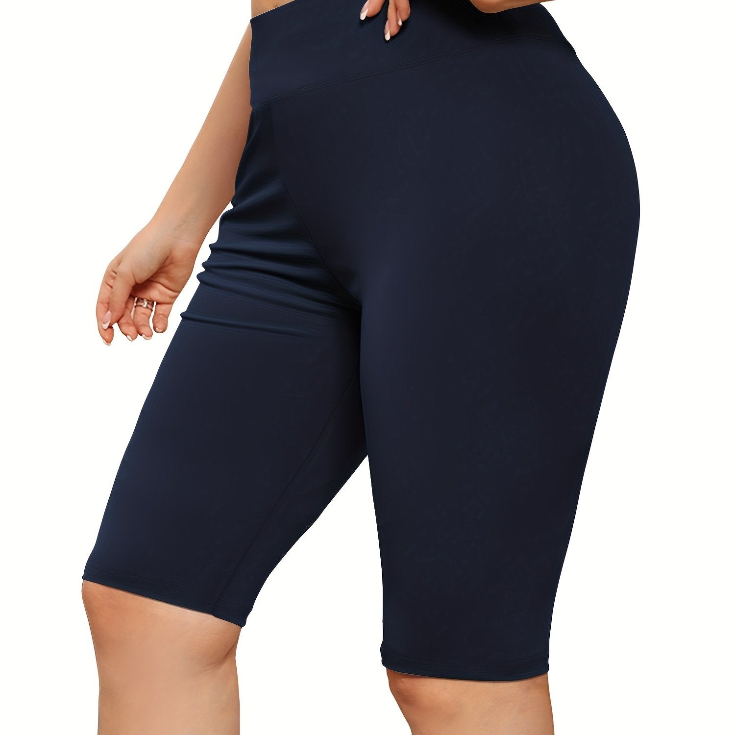 Women's High-Waisted Tummy Control Leggings Summer Yoga Workout Shorts Elastane