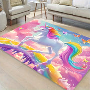 Alfombra de área de unicornio de 8mm de poliéster, alfombra de fantasía de dibujos animados para dormitorio, sala de estar, entrada