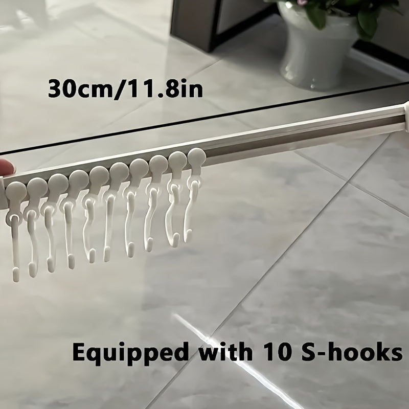 Kitchen Storage Rack with Sliding Hooks Adhesive Wall Organizer No Drilling