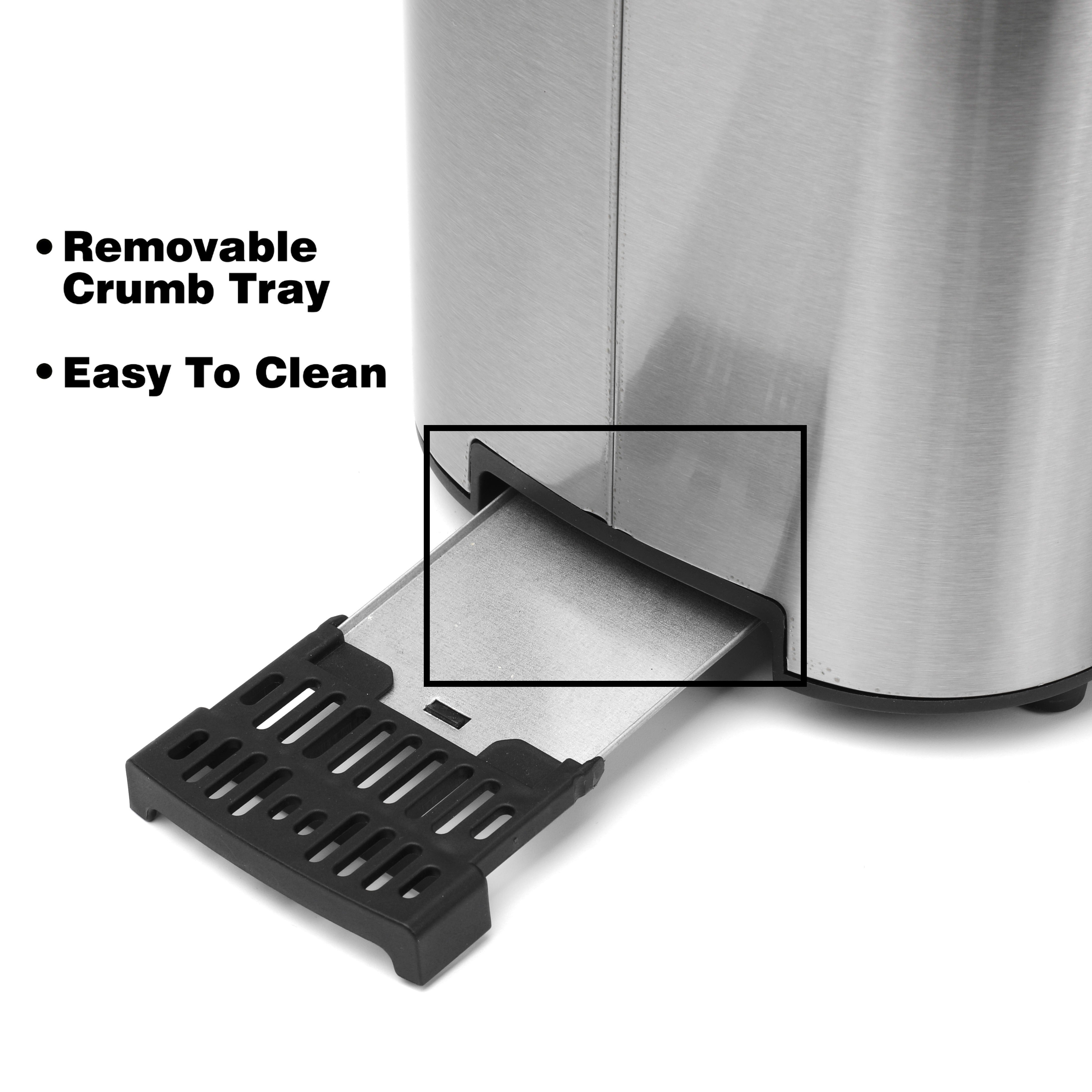 Tostadora de acero inoxidable para 2 rebanadas con acabado antihuellas y 6 niveles de tostado