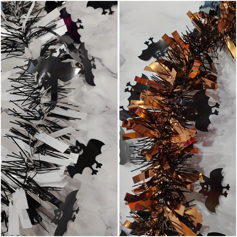 Halloween Bat and Pumpkin Garland Set, 152.4cm, Fireplace Decor, Battery-Free