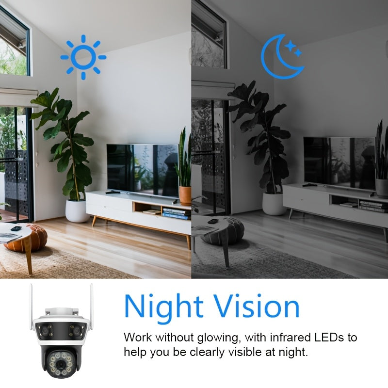 1080P HD Rotating Security Camera System with Night Vision 2-Way Audio Motion Detection