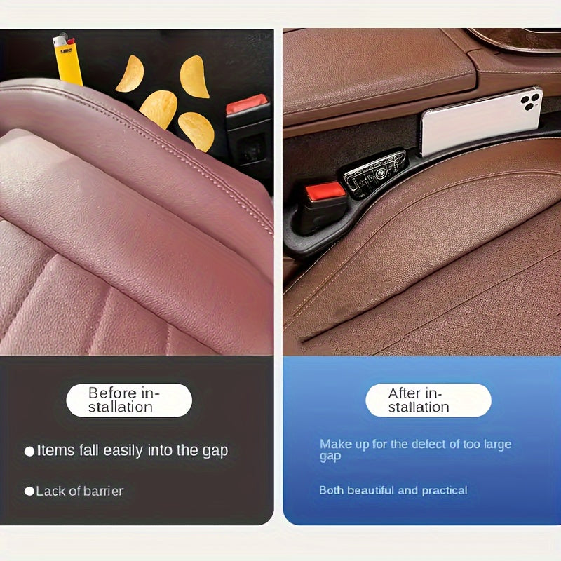 2-Pack PU Leather Seat Gap Filler Organizer Durable Car Storage Inserts