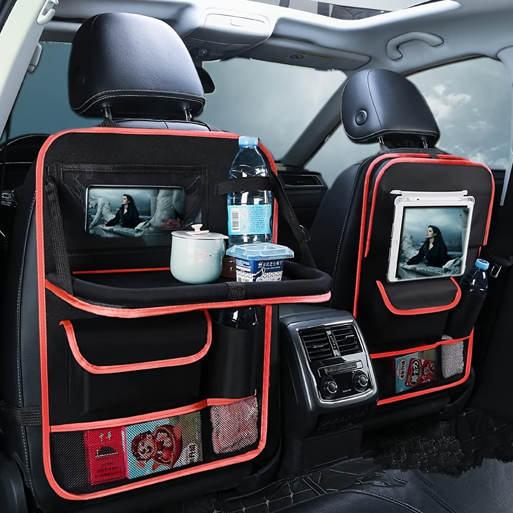 Organizador de asientos de coche de material Oxford, bolsa de almacenamiento con bandeja y resistente al desgaste