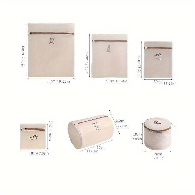 Juego de 6 bolsas de lavandería de lujo para delicados, protección de doble capa, cierre con cremallera, poliéster duradero