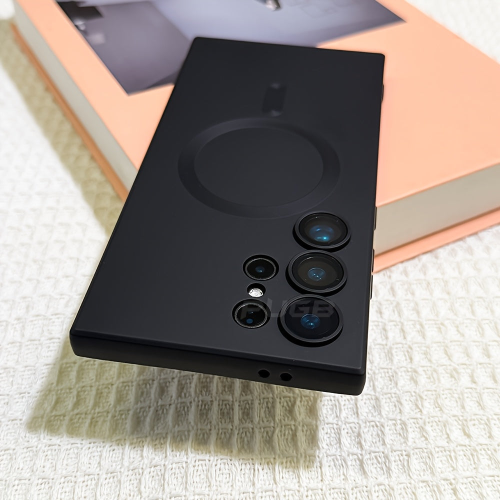 Matte Magnetic Phone Case with Lens Protector for Samsung Galaxy S24 S23 S22 S21 Ultra Plus Wireless Charging