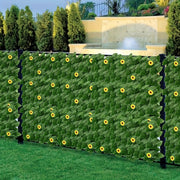Artificial Ivy Fence Panel with Sunflowers Outdoor Privacy Screen UV-Resistant Plastic Vine
