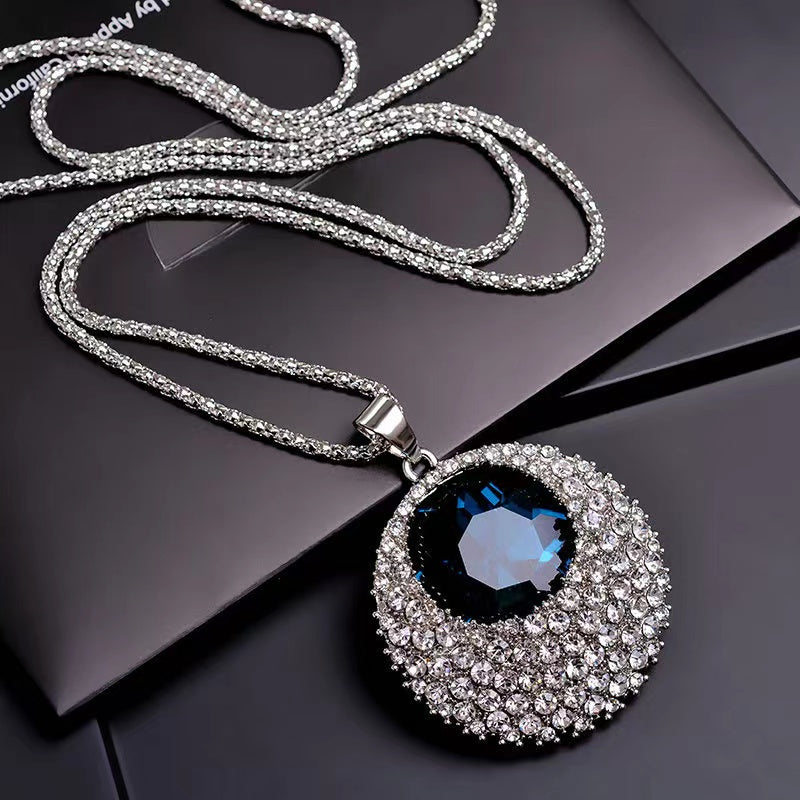 Women's Round Pendant Necklace with Cubic Zirconia Halo for Parties and Gifts