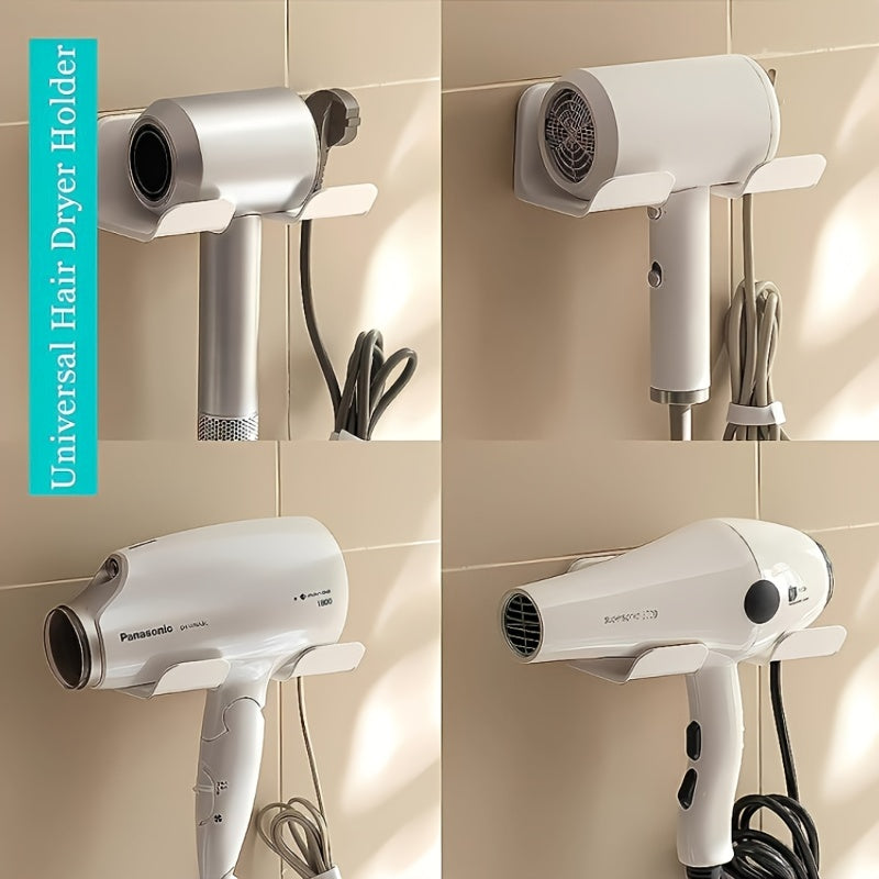 Wall Mount Hair Dryer Holder with Plug Hook for Organizing Styling Tools