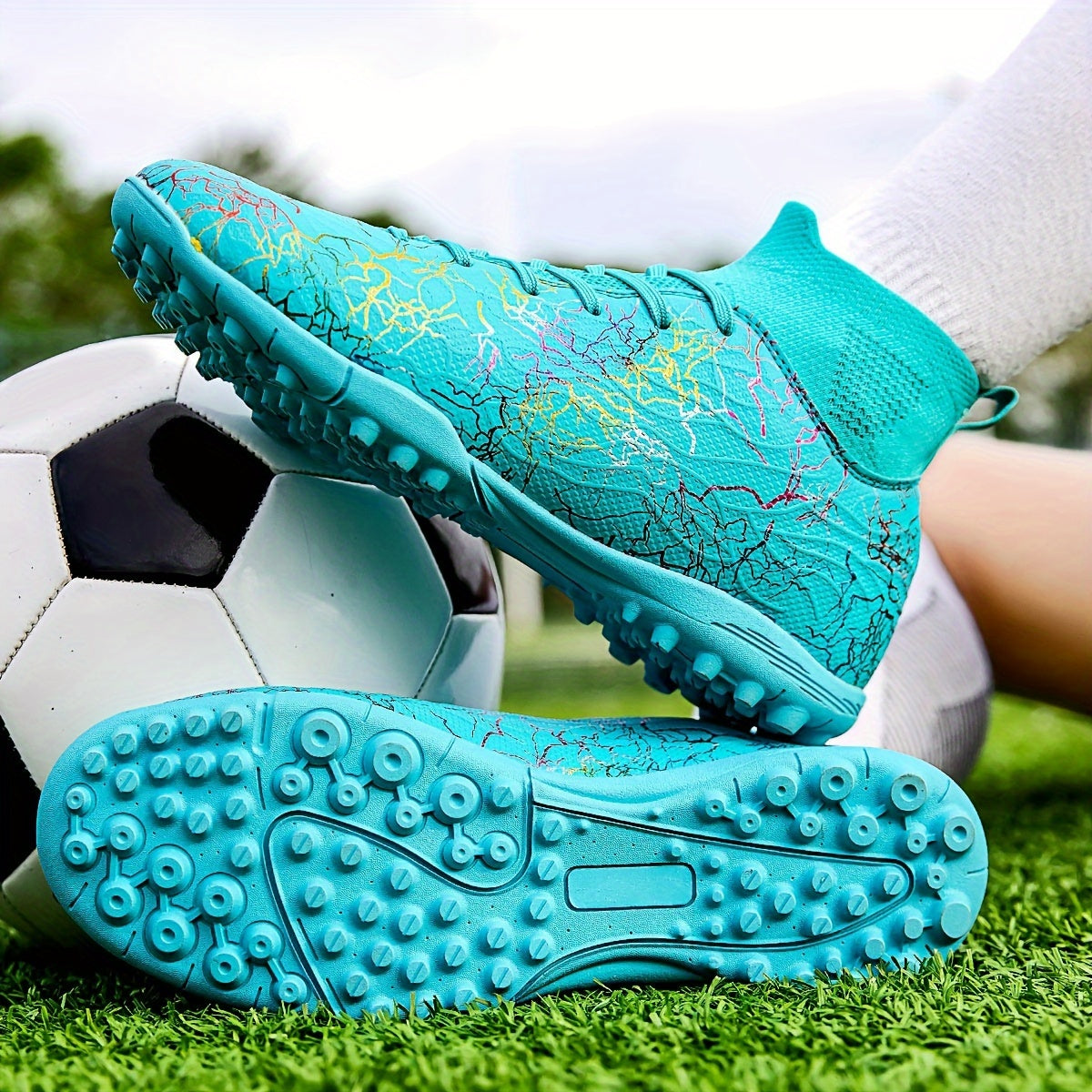 Men's Turf Soccer Cleats Rubber Sole Fabric Inner Artificial Grass Field