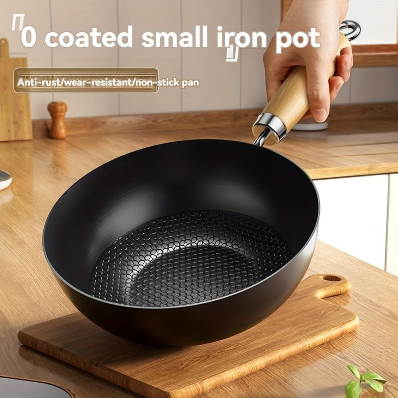 Mini sartén wok antiadherente con tapa para cocinas de gas, estilo chino tradicional