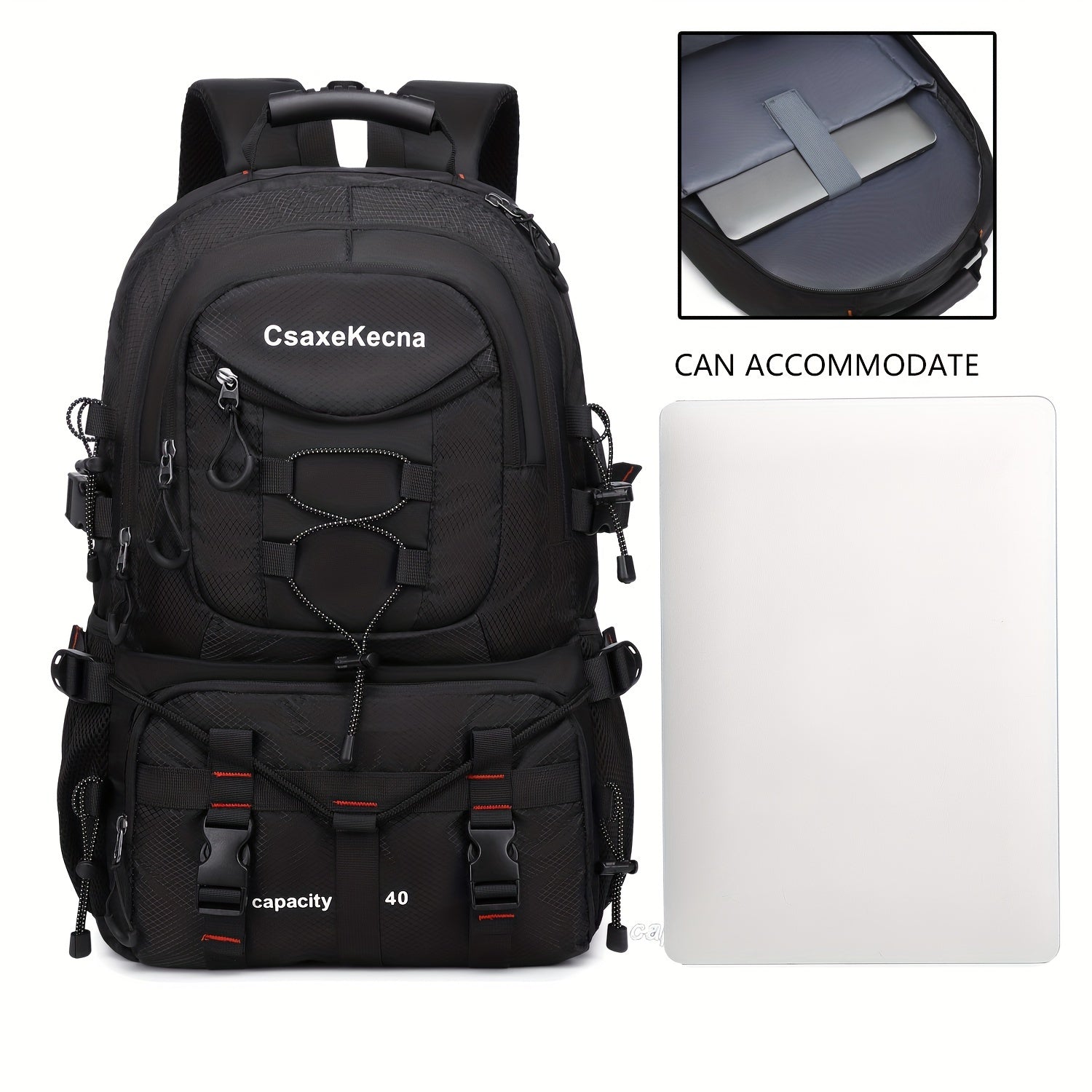 40L Hiking Backpack with Laptop Compartment USB Powered Adjustable Straps for Men and Women