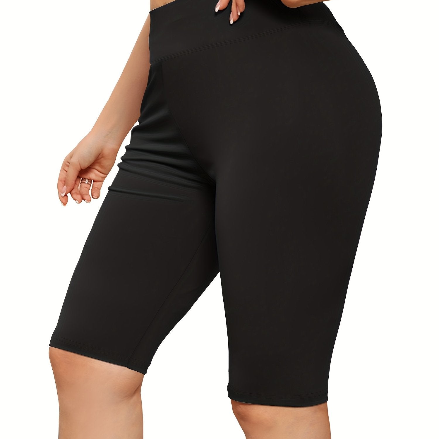 Women's High-Waisted Tummy Control Leggings Summer Yoga Workout Shorts Elastane