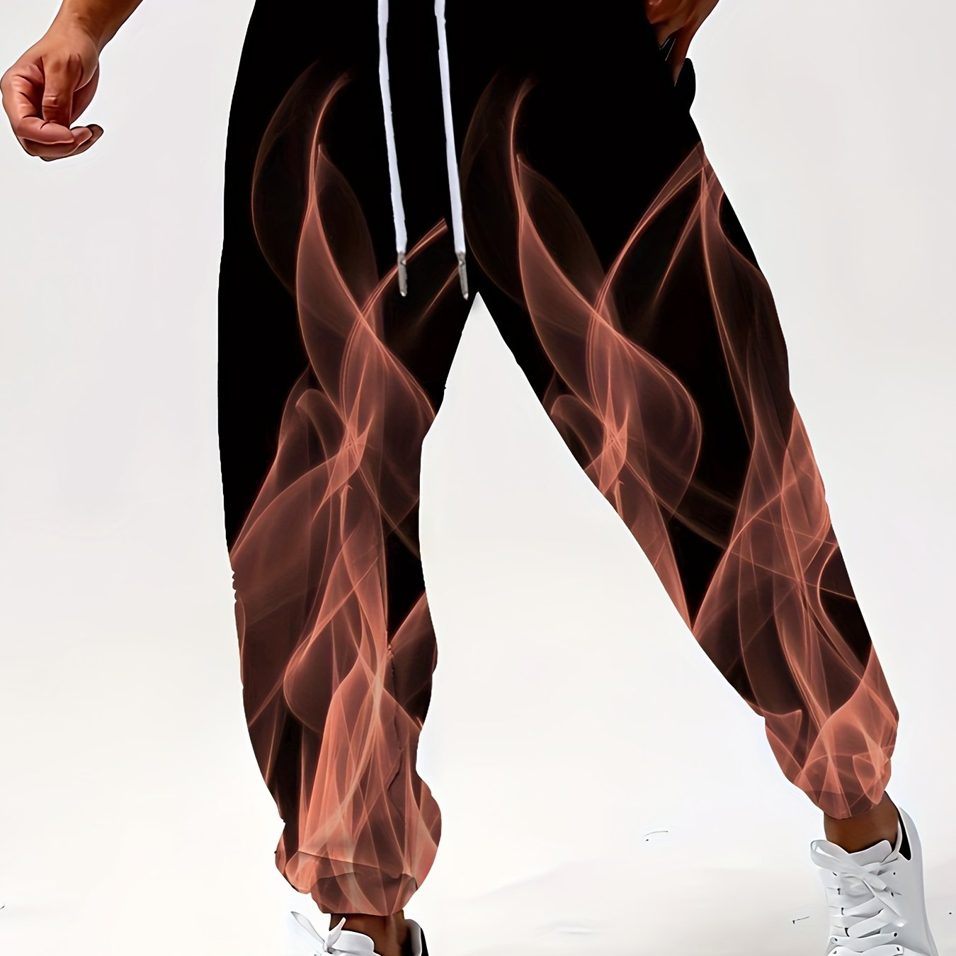 Мужские спортивные штаны большого размера с дышащей тканью, эластичным поясом на шнурке и рельефным принтом для спорта, бега и отдыха