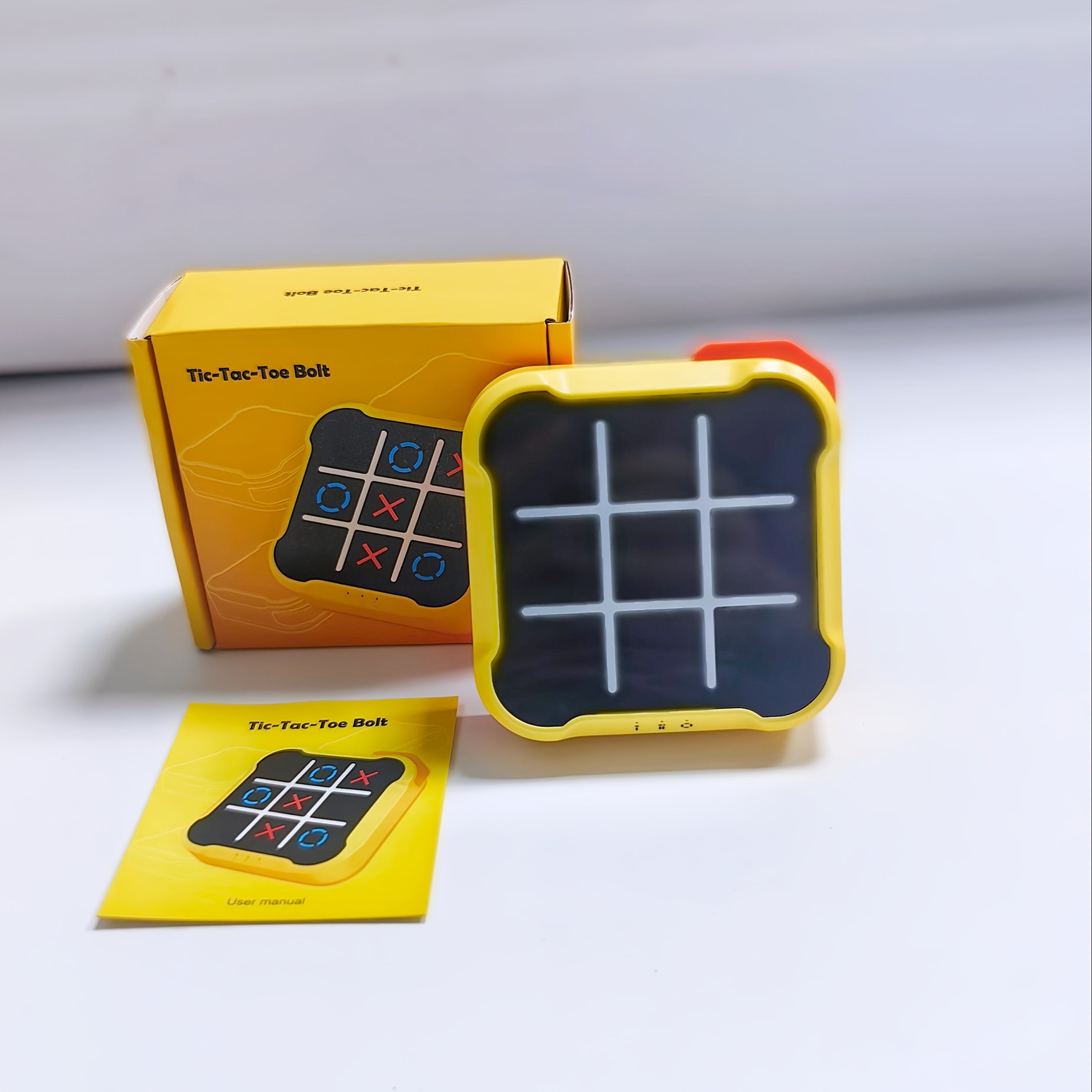 Yellow Portable Tic-Tac-Toe Game for Kids Ages 6+ Travel Family Gatherings