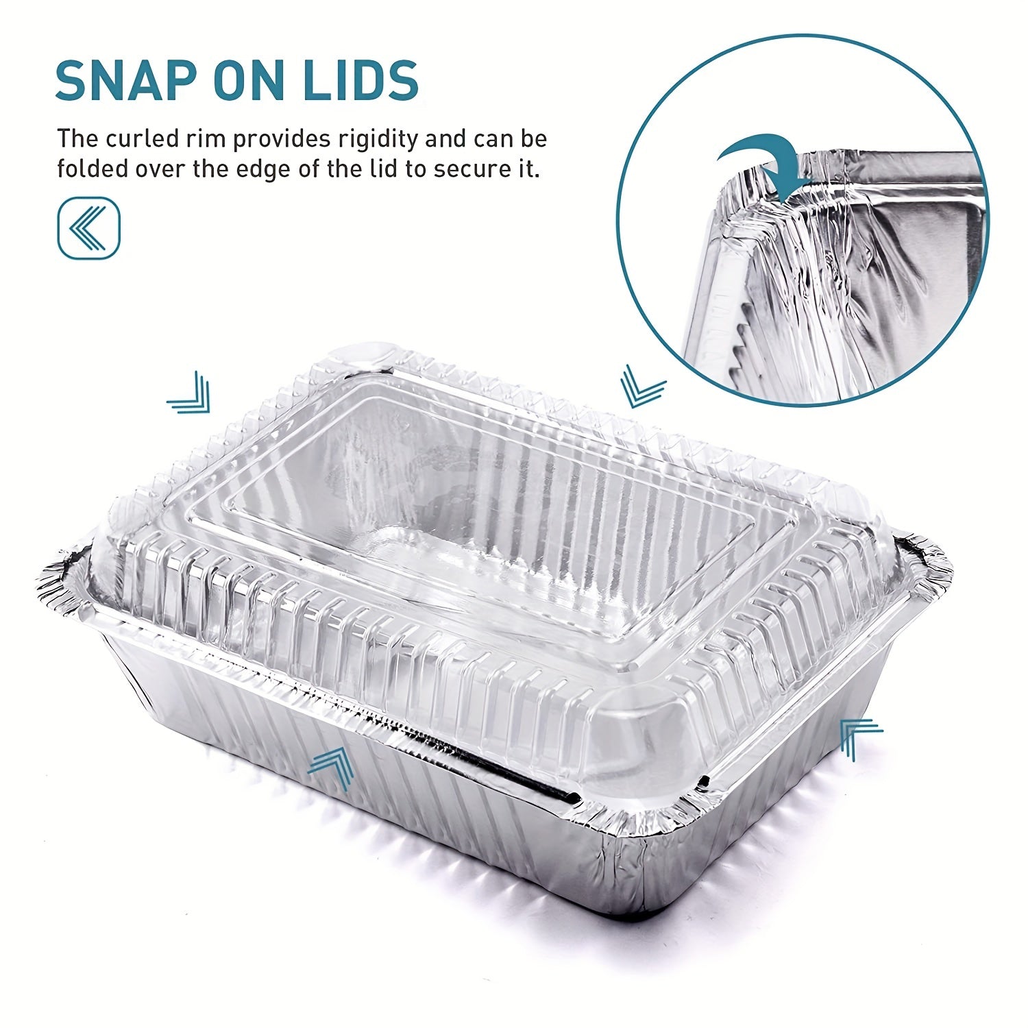 Set of 20 Aluminum Takeout Pans with Transparent Lids, Recyclable, 21.59cm x 16.51cm