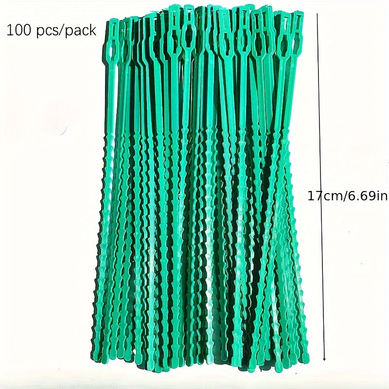 100 Pcs Green Plastic Plant Ties Garden Support Clips for Vines and Flowers