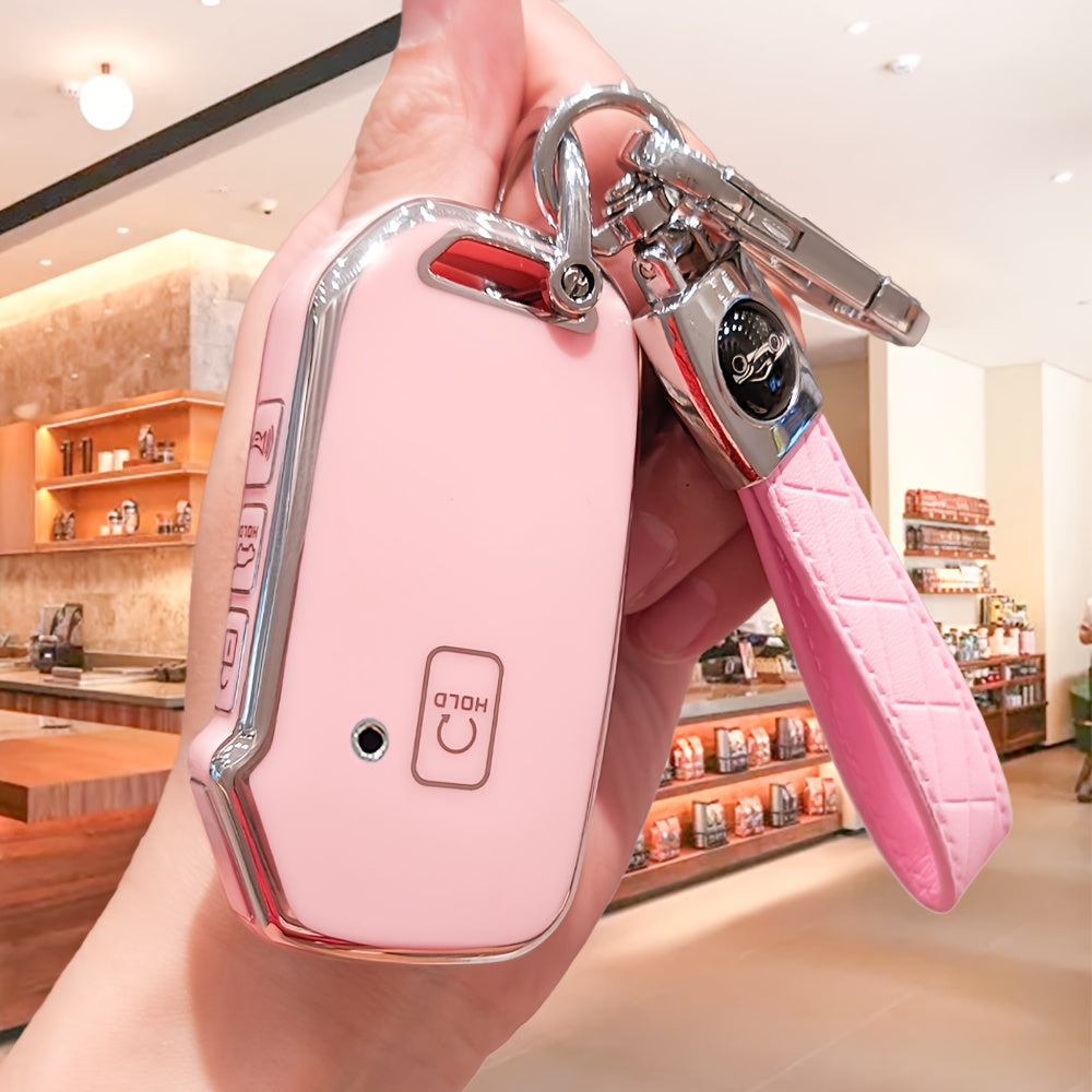 Car Key Cover with Keychain Universal Fit for SUV and Sedan Black Plastic