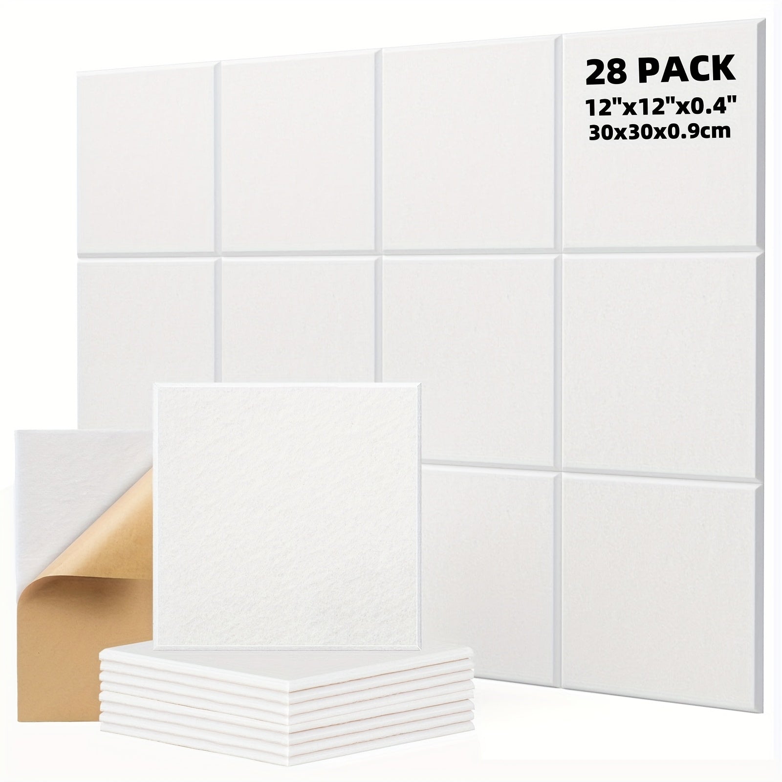 HERTBER 28-Pack самоклеящиеся акустические пенопанели (30.48x30.48x1.02 см) для звукоизоляции в доме, студии и офисе. Идеально подходит для звукозаписывающих студий, театров и концертных залов.