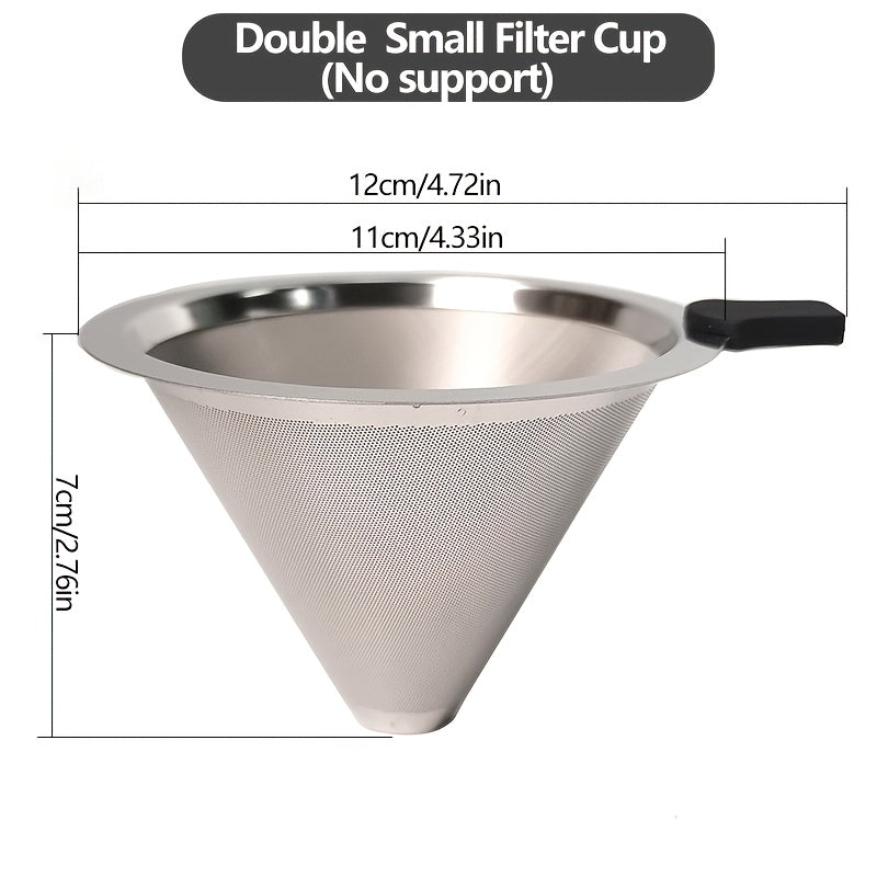 Uy va tijorat uchun konus shaklidagi zanglamaydigan po'latdan yasalgan qahva filtr va stend