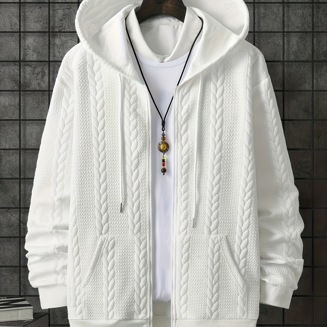 Sudadera con capucha casual de talla grande para hombre, de punto de poliéster, color sólido, corte regular, con bolsillos