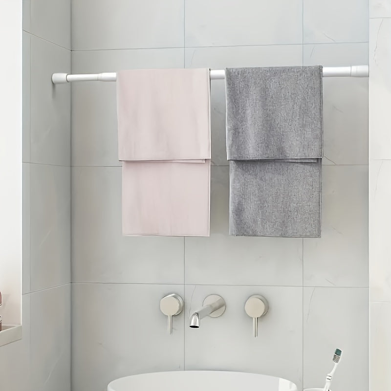 White Adjustable Curtain Rod for Doors and Windows with Spring Telescopic Feature