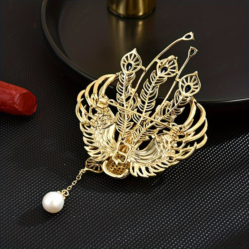 Colorful Phoenix Brooch with Natural Pearl Tassel Elegant Jewelry Gift for Special Events