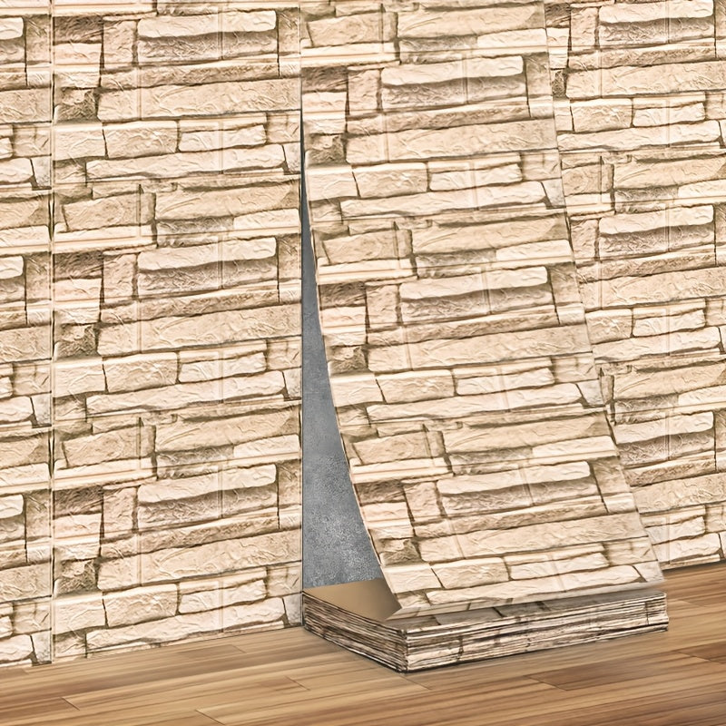 3D Brick Wallpaper Stickers Self-Adhesive Foam Wall Tiles Waterproof Moisture-Proof for Living Room Bedroom Dorm