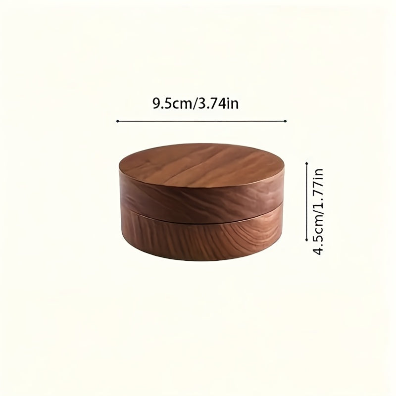 Wooden Circular Ashtray for Living Room and Office Stainless Steel Cover