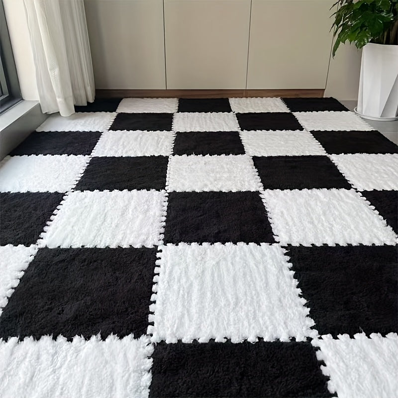 24-детальный набор геометрических мягких ковров из стирающегося полиэстера и ЭВА, идеально подходящий для использования в помещениях, таких как спальни и гостиные, дружелюбный к домашним животным и с праздничной тематикой.