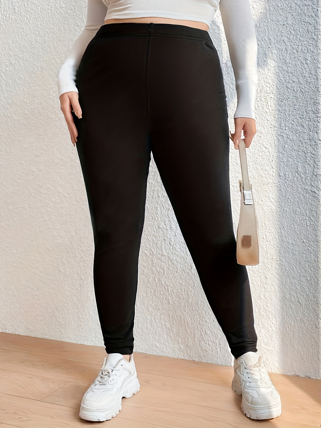 Women’s Plus Size Fleece-Lined High-Rise Leggings Warm Cold Weather Tights