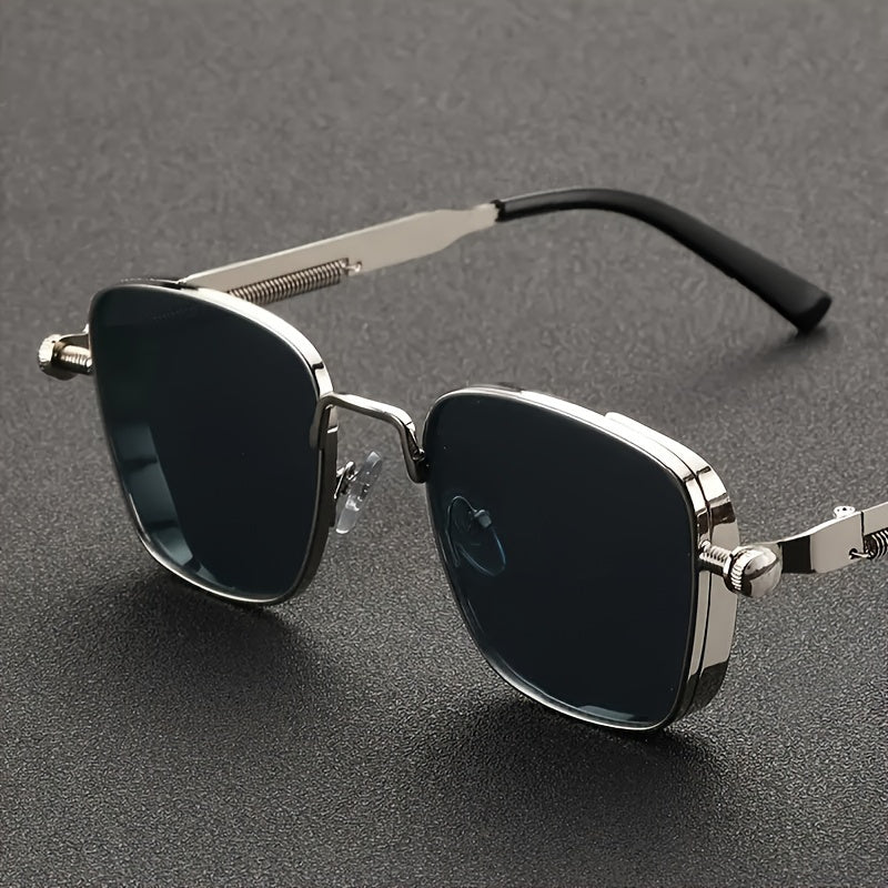 Unisex Full Rim Stainless Steel Square Glasses Vintage Steampunk Eyewear for Men Women