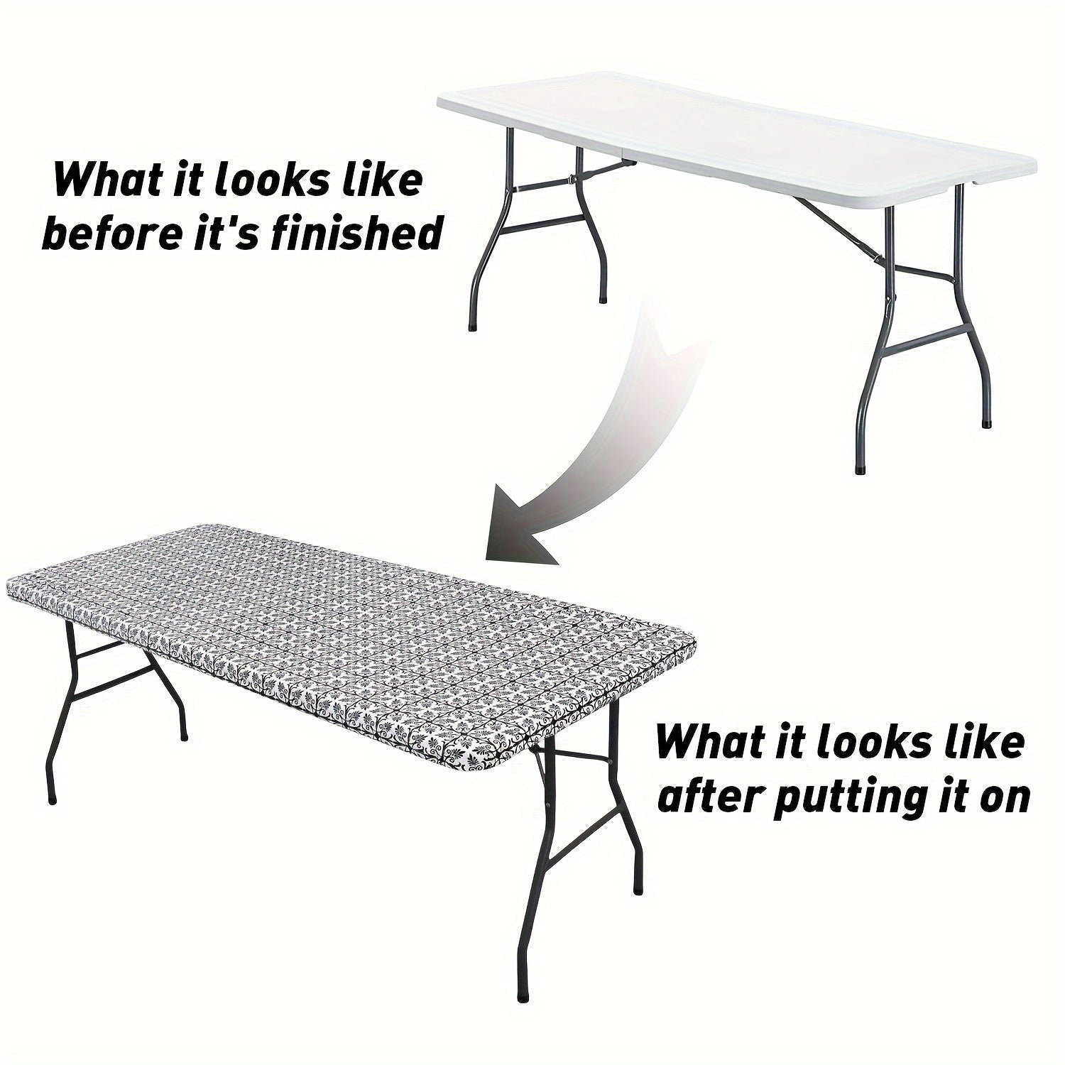 Baroque Style Waterproof Fitted Tablecloth with Elastic Flannel Backing for Outdoor Use