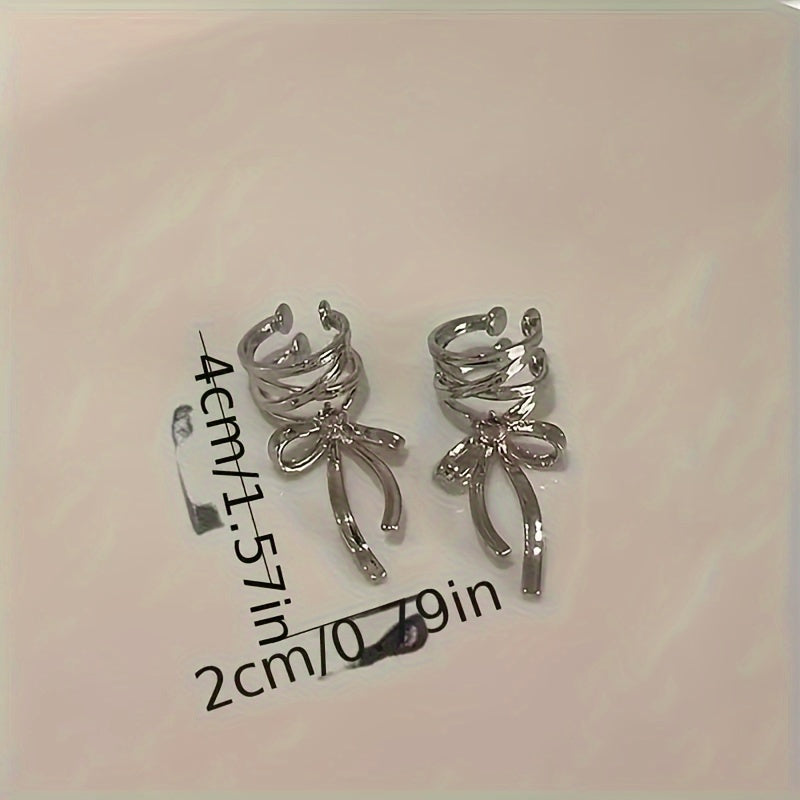 Women Lace Bow Tie Ear Clip Non-Pierced Zircon Niche Elegant Jewelry