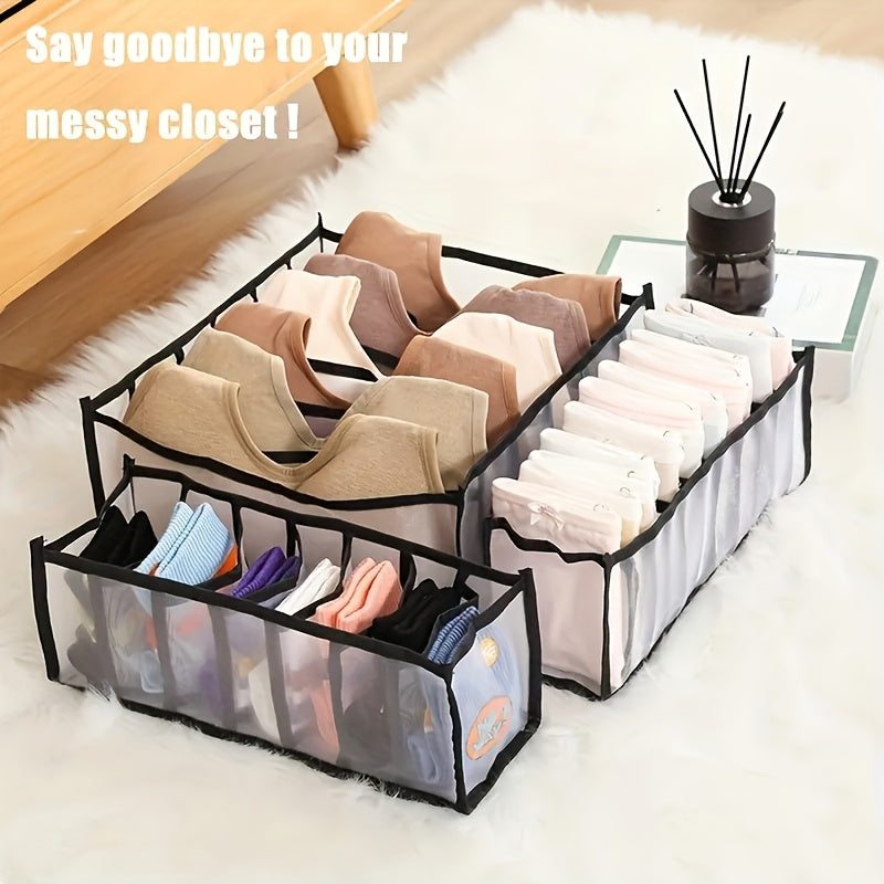 Foldable Mesh Drawer Organizers Set of 5 for Underwear Socks Ties Space-Saving Closet Storage